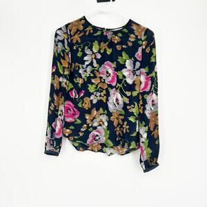 Brooks Brothers Red Fleece‎ Navy Floral Long Sleeve Women's Top Size 0